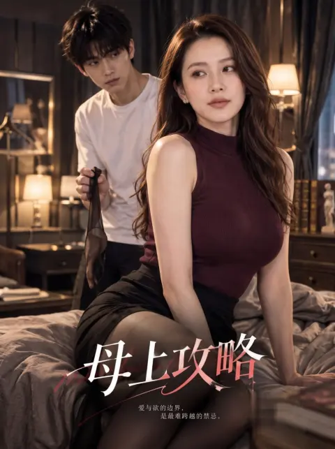 都市情感题材短剧海报，卧室中的男女主角